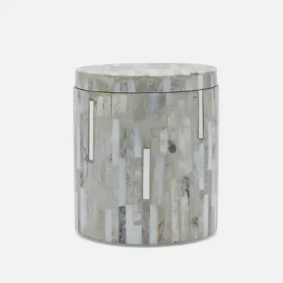 Cortona Gray/Silver Bath Canister 4"D x 4.5"H