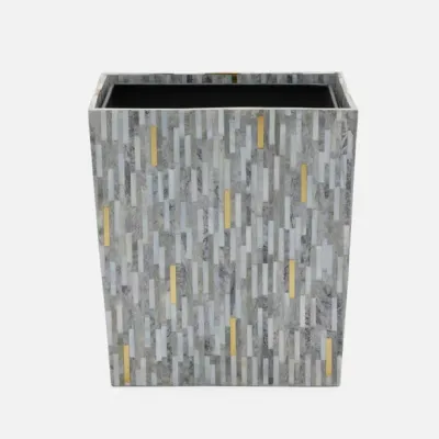 Cortona Gray Wastebasket Rectangular: 8"L x 10"W x 11"H