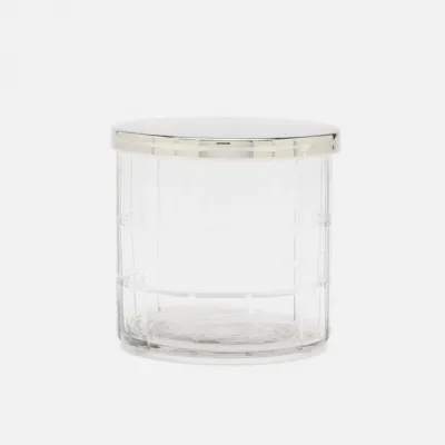 Argos Clear Canister Round Large Glass W/Nickel Trim