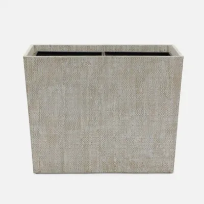 Ghent Whitewashed Double Wastebasket Rectangular Tapered Bagor Grass