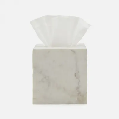 Kuna White Tissue Box Square Straight Marble