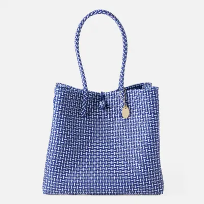 Izmir Blue/White Shopper Bag 15.5"L x 9"W x 14"H