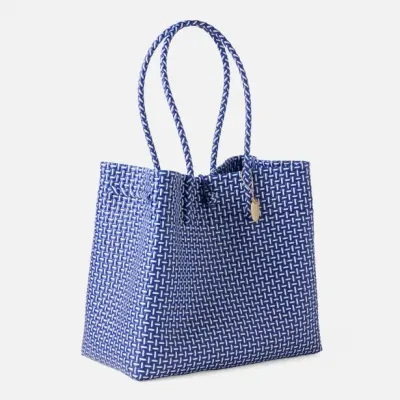 Izmir Blue/White Shopper Bag 15.5"L x 9"W x 14"H