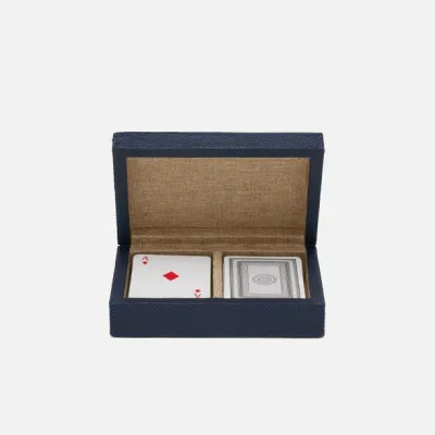 Lecco Dark Navy Card Box Full-Grain Leather