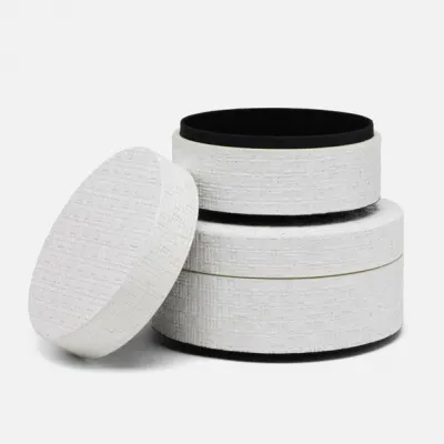 Rosewell Shiny White/Sycamore Desk Canister 4.5"D x 2.5"H, 5.5"D x 3"H Set of 2