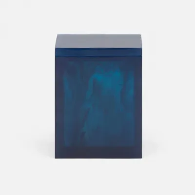 Abiko Dark Teal Bath Canister Small: 3"L x 3"W x 4"H