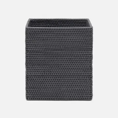 Dalton Dark Gray Wastebasket Rectangular Tapered Rattan