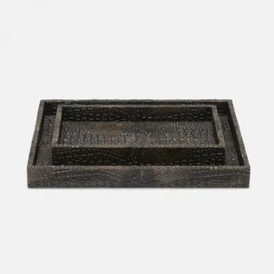Hawen Dark Mushroom Bath Trays 10"L x 6"W x 1.5"H, 13"L x 10"W x 1.5"H, Set of 2