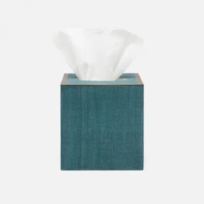 Maranello Teal/Brown Tissue Box Square Straight Abaca/Resin