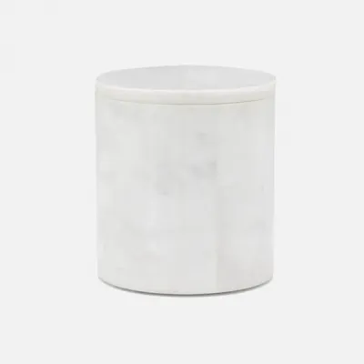 Milan White Bath Canister 4"D x 4.5"H