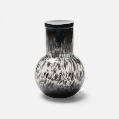 Lausanne Black Leopard Round Carafe Hand Blown Glass