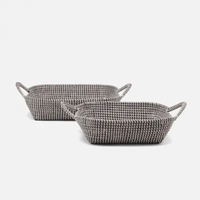 Roslyn Gray/White Basket Storage: 16"L x 12"W x 4.5"H, 18"L x 14"W x 4.5"H, Set of 2