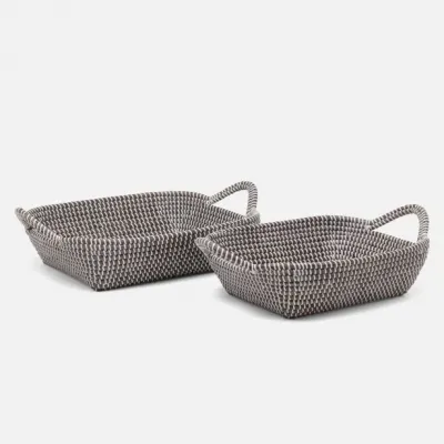 Roslyn Gray/White Basket Storage: 16"L x 12"W x 4.5"H, 18"L x 14"W x 4.5"H, Set of 2