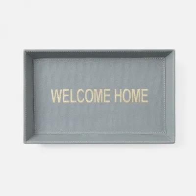 Decorah Dark Gray Desk Tray, Welcome Home 11"L x 6.5"W x 1"H Pack of 2