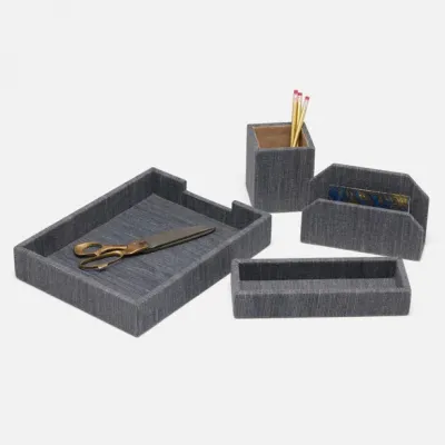 Galway Slate Blue Letter Tray Set Letter Tray: 13"L x 10"W x 2"H, Envelope Holder: 7.5"L x 2"W x 4.5"H, Pencil Holder: 4"L x 4"W x 4.5"H, Pencil Tray: 10"L x 3.5"W x 1.5"H, Pencil Tray: 10"L x 3.5"W x 1.5"H