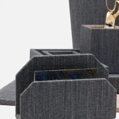 Galway Slate Blue Letter Tray Set Letter Tray: 13"L x 10"W x 2"H, Envelope Holder: 7.5"L x 2"W x 4.5"H, Pencil Holder: 4"L x 4"W x 4.5"H, Pencil Tray: 10"L x 3.5"W x 1.5"H, Pencil Tray: 10"L x 3.5"W x 1.5"H