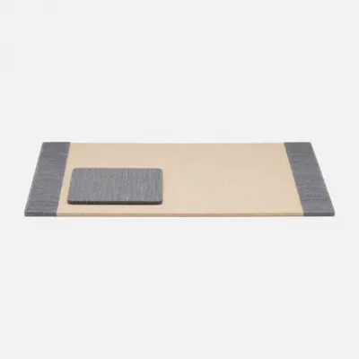 Galway Slate Blue Set: Desk Blotter And Square Mouse Pad Cotton Jute