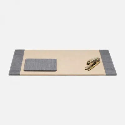 Galway Slate Blue Set: Desk Blotter And Square Mouse Pad Cotton Jute