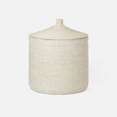 Roslyn Whitewashed Oversized Hamper Round Seagrass