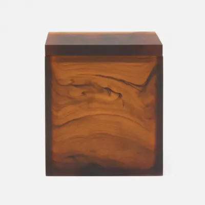 Tavira Amber/Black Canister Square Straight Large Swirled Resin