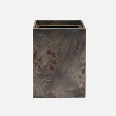 Bern Ash Gray Wastebasket Square Straight Mappa Burl