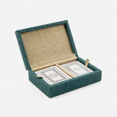 Preston Dark Teal Card Box Cotton Jute