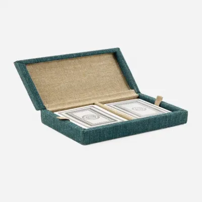 Preston Dark Teal Card Box Xlarge Cotton Jute