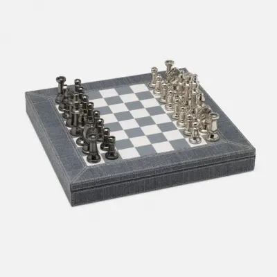 Preston Slate Blue Chess Board 16"L x 16"W x 2"H