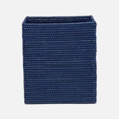 Dalton Navy Wastebasket Rectangular Tapered Rattan