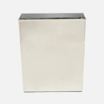 Hagen Shiny Nickel Wastebasket Rectangular Tapered Textured Stainless Steel