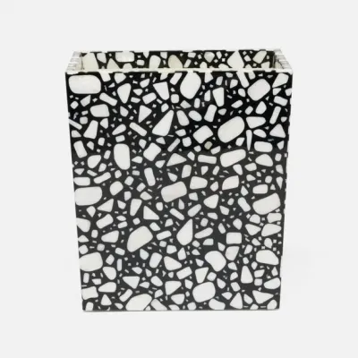 Remini Black/White Wastebasket 10"L x 8"W x 11"H
