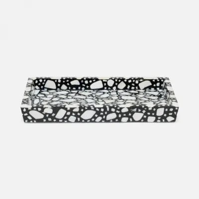 Remini Black/White Tray Rectangular Tapered Medium Resin/Shell