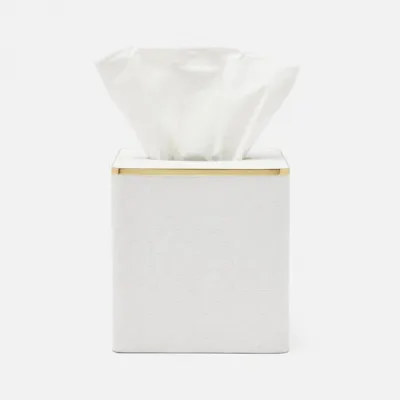 Veria Shiny White/Gold Tissue Box 5.5"L x 5.5"W x 5.5"H