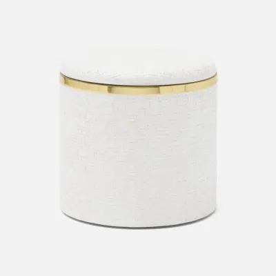 Veria Shiny White/Gold Bath Canister Large: 4.5"D x 4.5"H