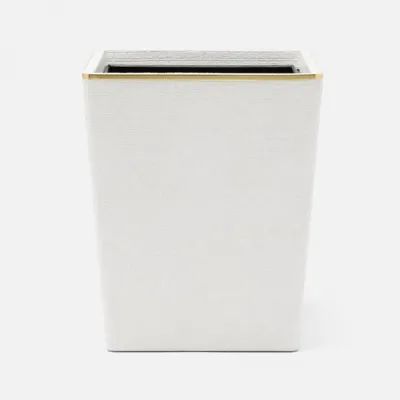 Veria Shiny White/Gold Wastebasket Rectangular: 10"L x 8"W x 11"H