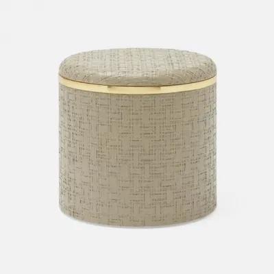Veria Desert Taupe/Gold Bath Canister Large: 4.5"D x 4.5"H