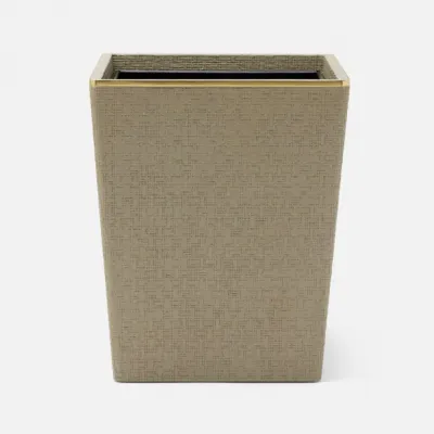 Veria Desert Taupe/Gold Wastebasket Square: 9"L x 9"W x 11"H
