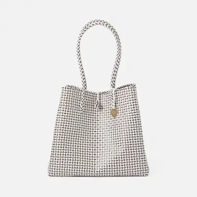 Izmir Brown/White Shopper Bag 15.5"L x 9"W x 14"H