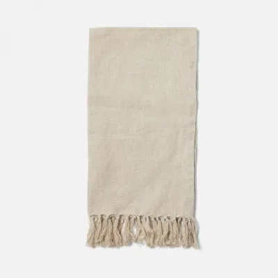 Chania Natural Guest Towel With Fringe 100% Linen 180 Gsm Pack/3