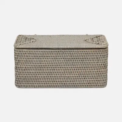 Camden Gray Double Toilet Paper Holder Rectangular Straight Woven Rattan