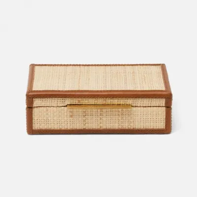 Hanford Natural/Saddle Card Box Raffia/Leather