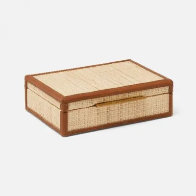 Hanford Natural/Saddle Card Box Raffia/Leather