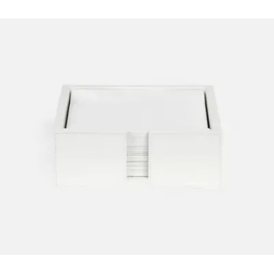 Brisbane Bright White, Luncheon Napkin Tray, Marine Leather, Pack of 2
