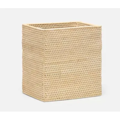 Dalton Cream Wastebasket Rectangular Tapered Rattan