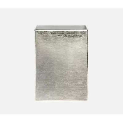 Elgin Shiny Nickel Wastebasket Square Straight Wavy Etched Stainless Steel