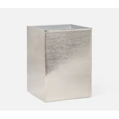 Elgin Shiny Nickel Wastebasket Square Straight Wavy Etched Stainless Steel