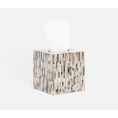 Luzia Silver Mix Tissue Box Square Straight Romblon Stone/Shell/Metal
