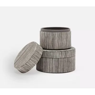 Napali Dark Gray Canister 4"D x 3.5"H, 5"D x 3"H Set of 2