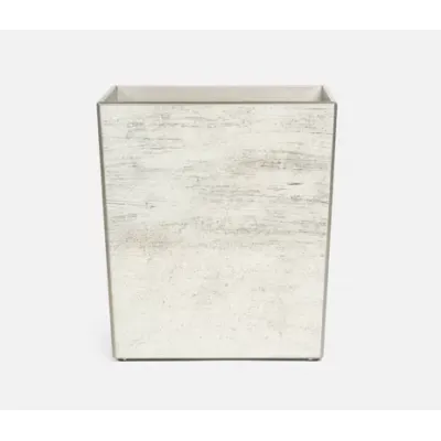 Nora Metallic Frost Wastebasket Rectangular Tapered Painted Glass