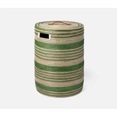 Olinda Green/Natural Hamper Round Natural Seagrass